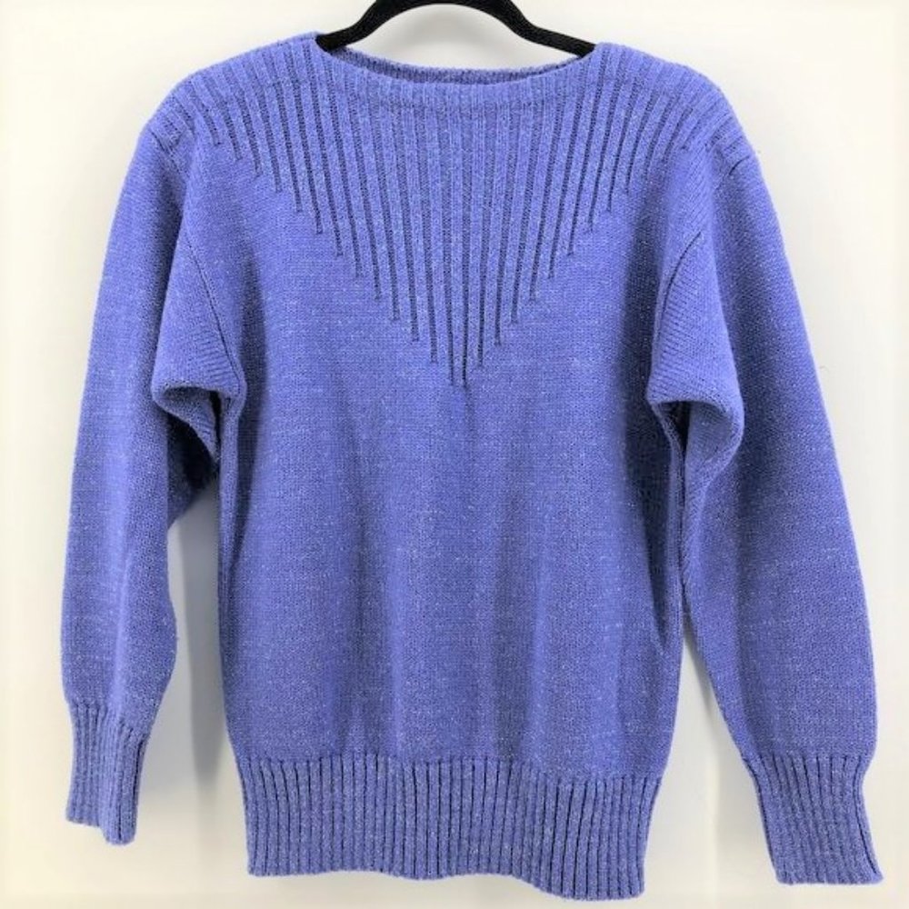 MEISTER Cable Knit Purple Metallic Ski Sweater